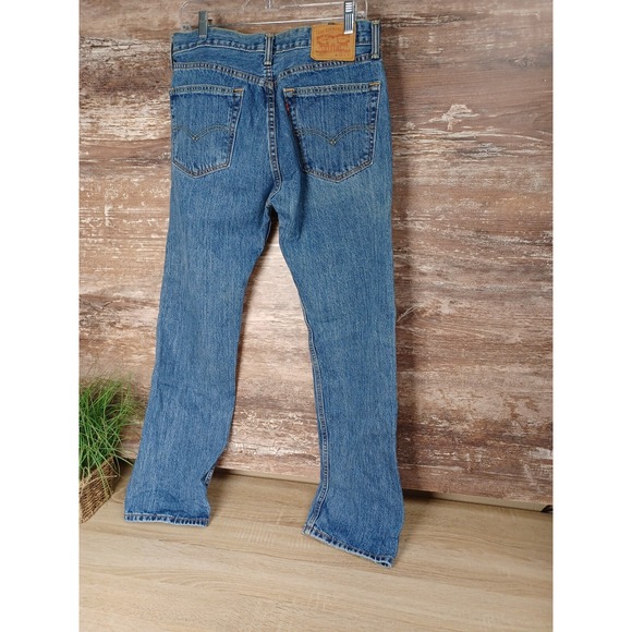 Levis 505 Jeans 32x32 Blue Original Fit Denim Single Button and Zipper WPL 423 - Picture 9 of 14